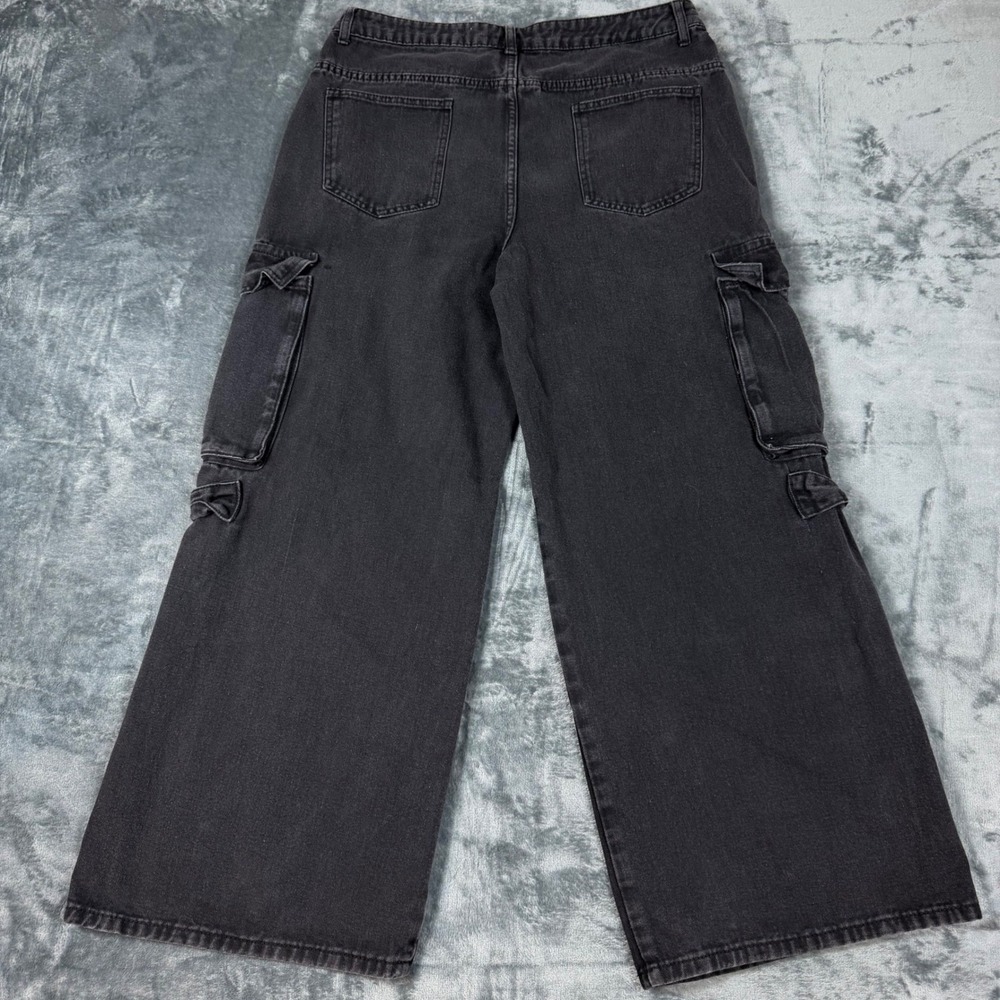 Republic Denim Jeans Mens L Black Wide Leg Baggy Cargo Pants Streetwear 34x29 - Picture 1 of 8